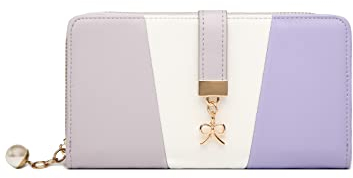 Miss Lulu Portefeuille pour Femmes Tri Couleur Longue Porte-Cartes Monnaies en Similicuir