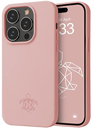 turtleandcase Silikonhülle für iPhone 14 Pro (6,1) - Liquid Silicone Case - Kostenloses Panzerglas - Hochwertiges Silikon - Kratzfestes Mikrofaserfutter Rundumschutz Schutzcase (Sand Pink)