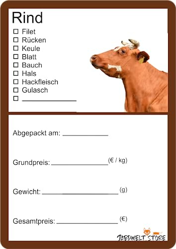 Metzger Etiketten zur Kennzeichnung von Fleisch 6 x 9 cm Rimd Bild (100)