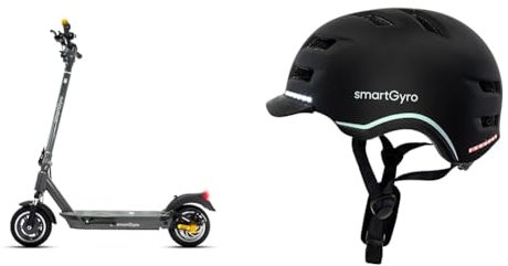 smartGyro K2 Titán C - - Patinete Eléctrico 48V, Batería 13.000 mAh, Autonomía 50Km, Ruedas de 10 N & smartGyro Casco Inteligente - Smart Helmet Pro con luz de Frenado Automática