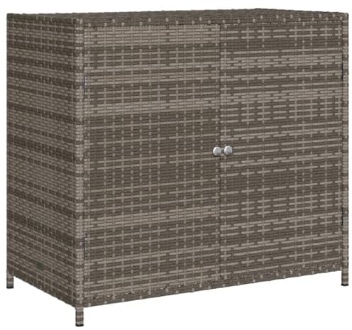 vidaXL Armoire de Rangement de Jardin, Organisateur de Terrasse avec Portes, Meuble d'Extérieur Patio Arrière-Cour, Gris Résine Tressée