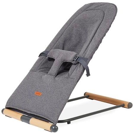 CHILDHOME, Faltbare Babywippe, Hängematten, 3 Neigungen 1 Knopf, Ultrakompakt und Schlank, 3-Punkt-Gurtsystem, Patentiertes Faltsystem, Bis zu 15 kg, Inklusive Transporttasche, Ökotex,Evolux,Anthrazit