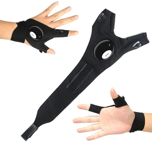 genkigold Hands-Free LED Flashlight Gloves: Perfect Gifts for Dad, Boyfriend, Husband - Ideal Gadget for Camping, Fishing, and Repairs - Great for Father's Day, Christmas, Birthday