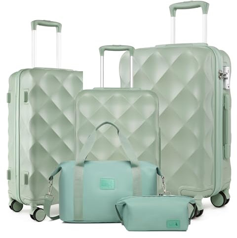 Sea choice Hardschalen Trolley Koffer Set 5tlg. Zwillingsrollen Reisekoffer Enthält 1 Reisetasche und 1 Kulturbeutel, Gepäck M-L-XL-Set(55/65/76cm), TSA Schloss und 4 Rollen