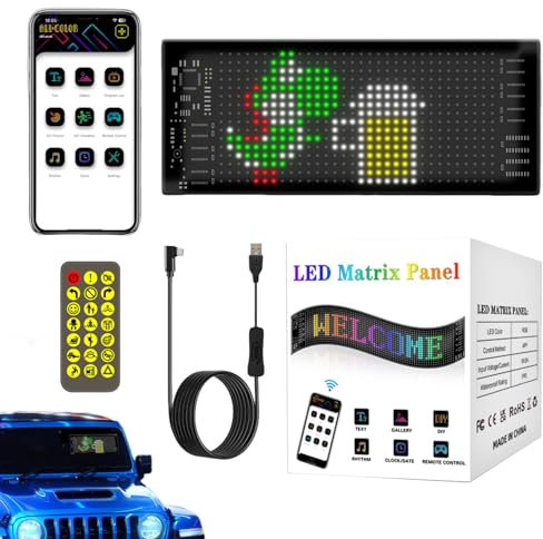 Panneau LED Flexible et Programmable 17,8 x 7,6 cm - Écran pour Voiture, Magasin, Bar, Hôtel