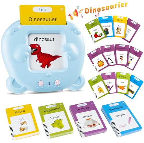 Deutsch, Sprechende Flash-Karten Lernspielzeug für Kleinkinder 1-6 Jahre Alt, 112 Blätter 224 Wörter, Hörbar Lernspielzeug, Interaktive Spielzeug für Jungen Mädchen Blua