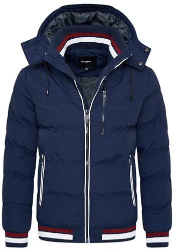 behype. Herren warme Winterjacke mit abnehmbarer Kapuze Kurze Steppjacke Outdoorjacke Jacket Puffer-Jacke