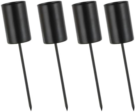 4 er Set Stabkerzenhalter Adventskranz,Schwarz Stabkerzenhalter zum Stecken,Metall Kerzenstecker für Stabkerzen,2.5cm Diameter Kerzenhalter Adventskranz Stabkerzen Halter,für Tischdeko Kerzen