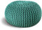 ELYFLAIR® handgefertigter Strickhocker Ø 55cm o. Ø 45cm I Sitzpouf Sitzpuff Bodenkissen Sessel Kissen Sitzhocker Sitzsack - mit eleganter Grobstrick-Optik - Dekoration Interieur (Türkis, Ø 55cm)