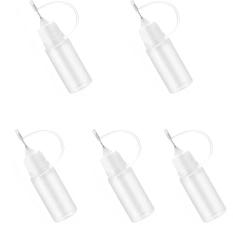 Applicator Bottle, Glue Bottle – Set of 5, 10ml Precision Applicator Bottles with Needle Tip, Transparent Glue Bottles, Liquid Dropper Bottles for DIY Quilling