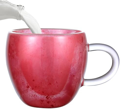 Taza de café en forma de corazón – Tazas de café de doble pared | Taza de vidrio aislada en forma de corazón resistente al calor | Tazas de espresso artísticas en forma de corazón | Taza de espresso