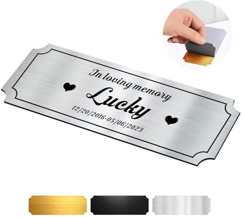 Personalised Memorial Plaques Engraved Plaques for Doors Urns Custom Name Plate Memorial Gifts Name Label Plaques Name Tags with Adhesive Backing (Silver-2, 3x1 in)