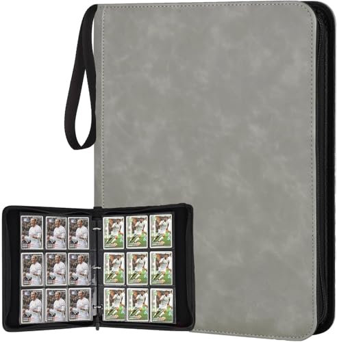 Sammelalbum für Pokémon-Karten 50 Seiten 900 Taschen Tragbar Wasserdicht mit PU-Oberfläche Reißverschluss Tragegriff Kartenhalter Ordner und Organizer ﻿ (Grey)