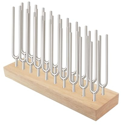 Klmnop Tuning Fork Holder, Wooden Tuning Fork Storage Rack Holds Up to 20 Tuning Forks for Convenient Storage(Fork Not Include)