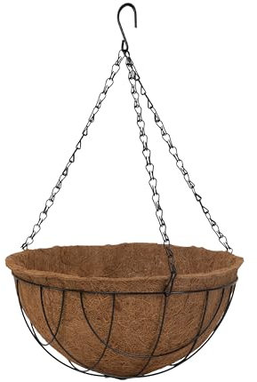 BESCH Macetero Colgante Fibra de Coco Base Acero para Soporte de Macetas de Estilo Cadena para Colgar en habitación, salón o balcón 30 Ø x 15 cm