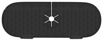 Silicone Faucet Mat for Kitchen Sink, Faucet Sink Splash Guard, Silicone Faucet Handle Drip Catcher Tray for Kitchen & Bathroom (Black)