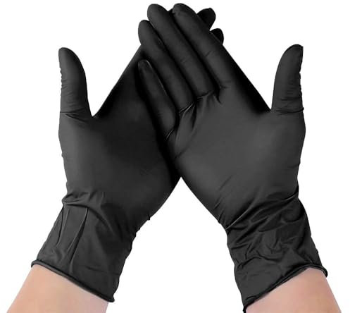 The Real Touch Black Nitrile Disposable Gloves - Durable & Comfortable, Powder-Free, Latex-Free, Waterproof & Puncture-Resistant - Great for Cooking, Cleaning, Medical & More (100, XL)