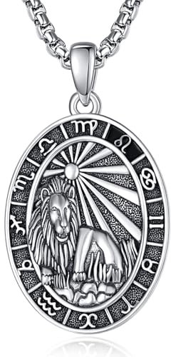 Sternzeichen Löwe Anhänger Kette Silber 925 Löwe Halskette Herren Tierkreiszeichen Anhänger Schmuck Sternzeichen Konstellation Kette Geschenke für Männer
