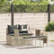 Iiaky 3-TLG. Garten-Essgruppe mit Kissen GartenmöBel TerrassenmöBel Garten Sitzgruppe Essgruppe Garten MöBel Set Hellgrau Poly Rattan