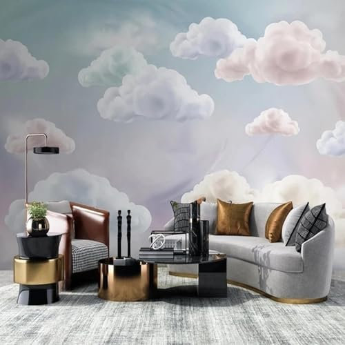 WEITAOSM Cartoon-Wolken, Naturmalerei, Tapete, Schlafzimmer, Wohnzimmer, Arbeitszimmer, Kinderzimmer, Sofa, Hintergrund, Wandkunst, Tapete (selbstklebendes PVC)