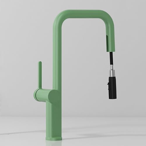 XJTNLB Grifo Extensible Cocina Verde Grifos de Cocina Fregadero Extraible Monomando 2 Funciones Caño Giratorio 360°