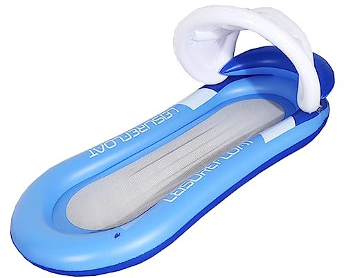 FOYTOKI Aufblasbares Schwebebett Mit Abnehmbarem Sonnensegel Wasserhängematte Netzbett Für Komfort Dem Wasser PVC-Material Mit Nylonnetz Großer Auftrieb Ergonomisches Design Faltbar Und