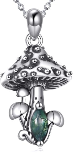 HUKKUN Pilz Halskette Sterling Silber Pilz Anhänger Schmuck Geschenke für Frauen