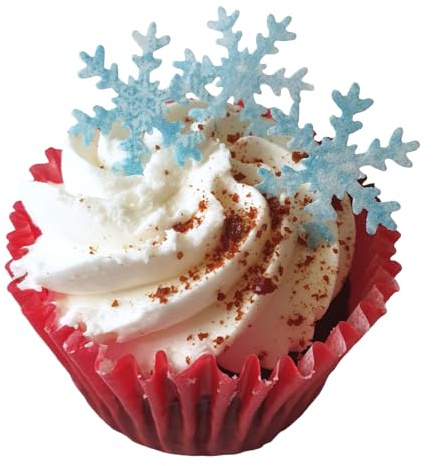 Doodylou Edible Wafer Christmas Frozen Pattern Snowflakes, Pack of 48 | Frosted Snow Flake Decorations for Cakes and Cupcakes
