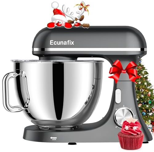 Batidora Amasadora 2000W 8L Robot de Cocina Amasador Multifunción | Bol de Acero Inoxidable, Batidor, Gancho para Masa, y Varillas, Raspador Protector Antisalpicaduras, 6+P Velocidades