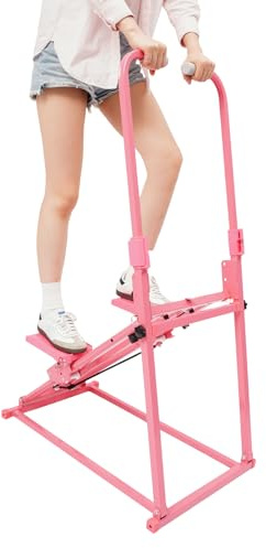 Treppensteiger Klappbar, Stair Stepper mit 3-Stufen Neigung & verstellbaren Handlauf, Fitnessgerät für Zuhause, 100kg Belastung, Leise(20dB) & Platzsparend für Home Gym, Crosstrainer