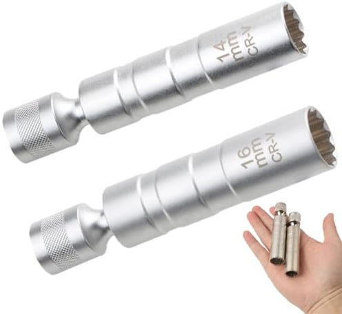 KAHZOR 2 Pièces Douille Bougie, Clé à Bougie Magnétique, Extracteur de Douille pour Bougie d'Allumage, pour Réparation et Entretien Automobile, Cle a Bougie 16mm/14mm
