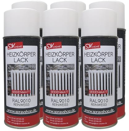 SDV Chemie Heizkörperlack Spray weiss seidenmatt 6x 400ml Heizkörper Lack RAL 9010 Radiator