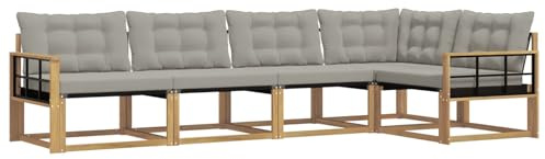 vidaXL Outdoor-Sofagarnitur mit Kissen 5 pcs Weiß und Hellgrau, Moderne Gartenmöbel, Sofa-Kollektion und robuste Terrassenbestuhlung, gemütliche Lounge-Einheit