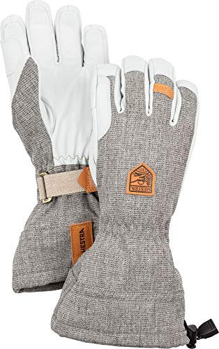 Hestra Skihandschuhe: Army Leather Patrol Winterhandschuhe mit Innenfutter zum Herausnehmen, Hellgrau, 8