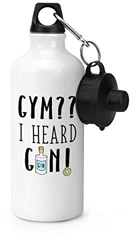 Gym I Heard Gin Sports Bottle Water Gym 600ml White
