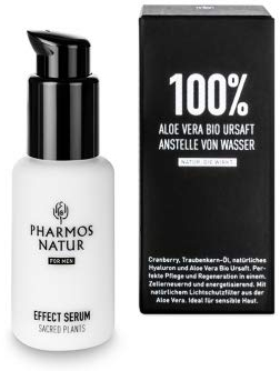 Pharmos Natur Nature Of Men Effect Serum 50ml – Anti-Aging Gesichtspflege Vegan – Hautpflege mit Bio Aloe Vera & Traubenkernöl - Männerpflege Gesichtsserum Naturkosmetik