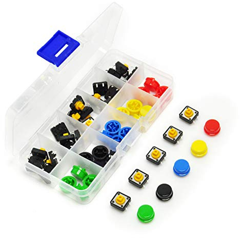 Gikfun 12x12x7.3 mm Tact Tactile Push Button Momentary SMD PCB Switch with Cap for Arduino (Pack of 25pcs) AE1027U