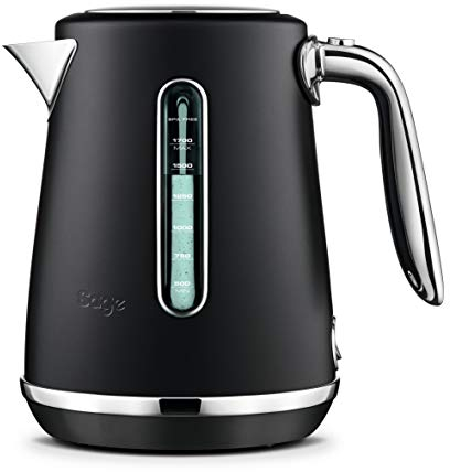 Sage Soft Top Luxe - Hervidor de Agua Eléctrico Silencioso - Kettle de Ebullición Rápida - 1.7L, sin Cable, Trufa Negra