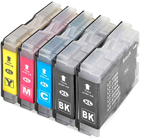 ESMONLINE 5 komp. Druckerpatronen als Ersatz für Brother LC-1000 LC-970 DCP 130C 135C 150C 330C 350C 540CN 560CN 750CW 770CW MFC 235C 240C 260C 3360C 440CN 465CN 5460CN 5860CN 660CN 680CN 885CW