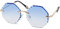 styleBREAKER Damen Runde Sonnenbrille Rahmenlos mit getönten Gläsern im Diamant Schliff, Geprägte Bügel, Vieleckige Gläser 09020118, Farbe:Gestell Gold/Glas Blau Verlauf