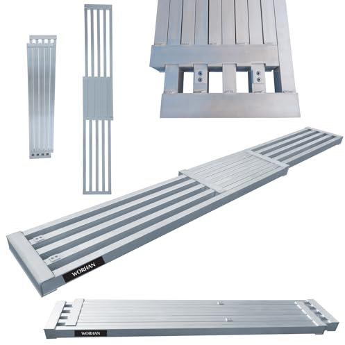 WORHAN Plataforma de Trabajo Extensible Telescópica Tabla Extra Robusta con 2 Asas Superficie Grabada Antideslizante Hasta 300kg TP300