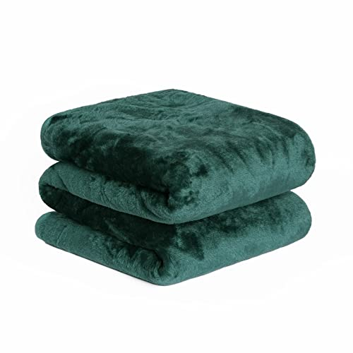 DREAMSCENE Luxus Kunstfell Nerz-Fleece Überwurf über Bett Weiche warme Decke für Sofa – Smaragdgrün, 125 x 150 cm