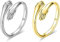 2 Stück Mode Liebe Umarmung Handringe Umarmungsring 925 Sterling Silber Gold Umarmungsringe Verstellbar für Männer und Frauen Enkelin Party Ringe Geschenk (Gold + Silber)