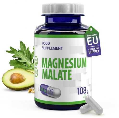 Magnesium Malate 2000mg per portion 180 Veganska kapslar, Laboratorietestad, hög styrka, inga fyllmedel eller bulkmedel, gluten- och GMO-fri