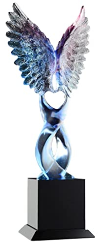 Pokale, Medaillen Auszeichnungen Glasierte Trophäe Trophäe Des Designwettbewerbs Trophäe Mit Blauen Und Lila Flügeln Auszeichnungen Und Preise Für Persönliche Leistungen Im Unternehmerischen Handeln P