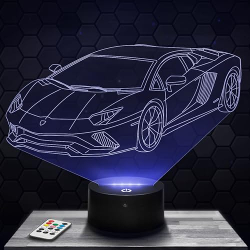 Nachttischlampe - Touch-Nachtlicht Auto sportive Lambo 3D-LED-Lampe Illusion, Geschenkidee Weihnachten Geburtstag Junge und Mädchen Nachttischlampe Kinder- oder Erwachsenenzimmer