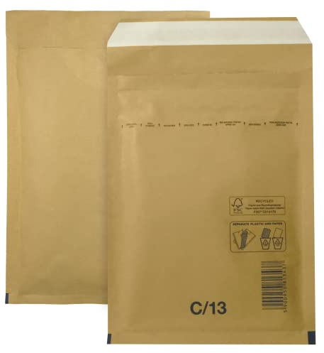 Netuno 50 Versandtaschen Luftpolster C3 17x22,5cm Braun haftklebend | große robuste Polsterumschläge aus Kraftpapier · für Bücher, Dokumente, Schmuck, Kleidung, CDs und Elektronik