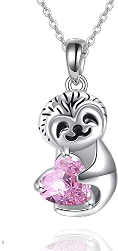 VONALA Faultier Engel Mädchen Kette, 925 Sterling Silber Anhänger Halskette Schmuck Geburtstag Geschenk für Tochter (Faultier)