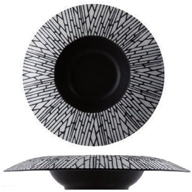 B'GHEST SET 3 UDS. ATLANTIC PLATO HONDO NEGRO MATE ALA BAMBÚ FINE CHINA Ø28 CM.
