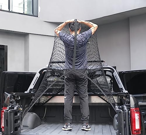 Hochelastisches Gepäcknetz, einfacher LKW-Bett-Organizer, geeignet für tägliche leichte Lasten von LKWs, 1,2 x 1,2 m dehnbar bis 2,1 m x 2,1 m (doppellagig)